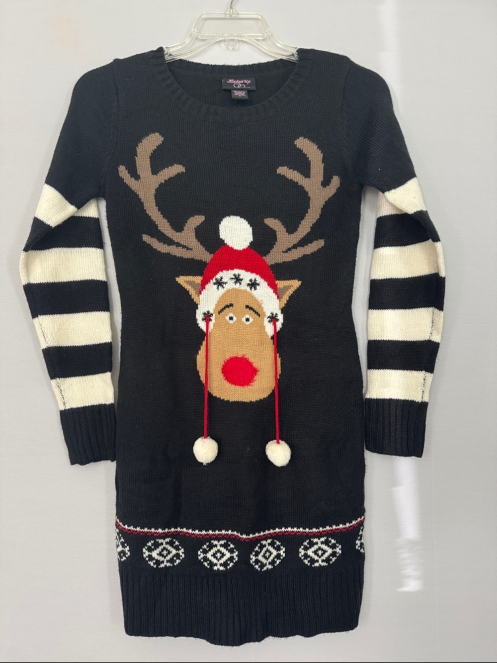 Holiday Reindeer Knit Dress - Black